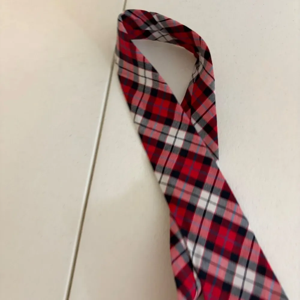 The Children's Place Neck Tie Boy's 8-16 Red Black Plaid Checkered NWT
